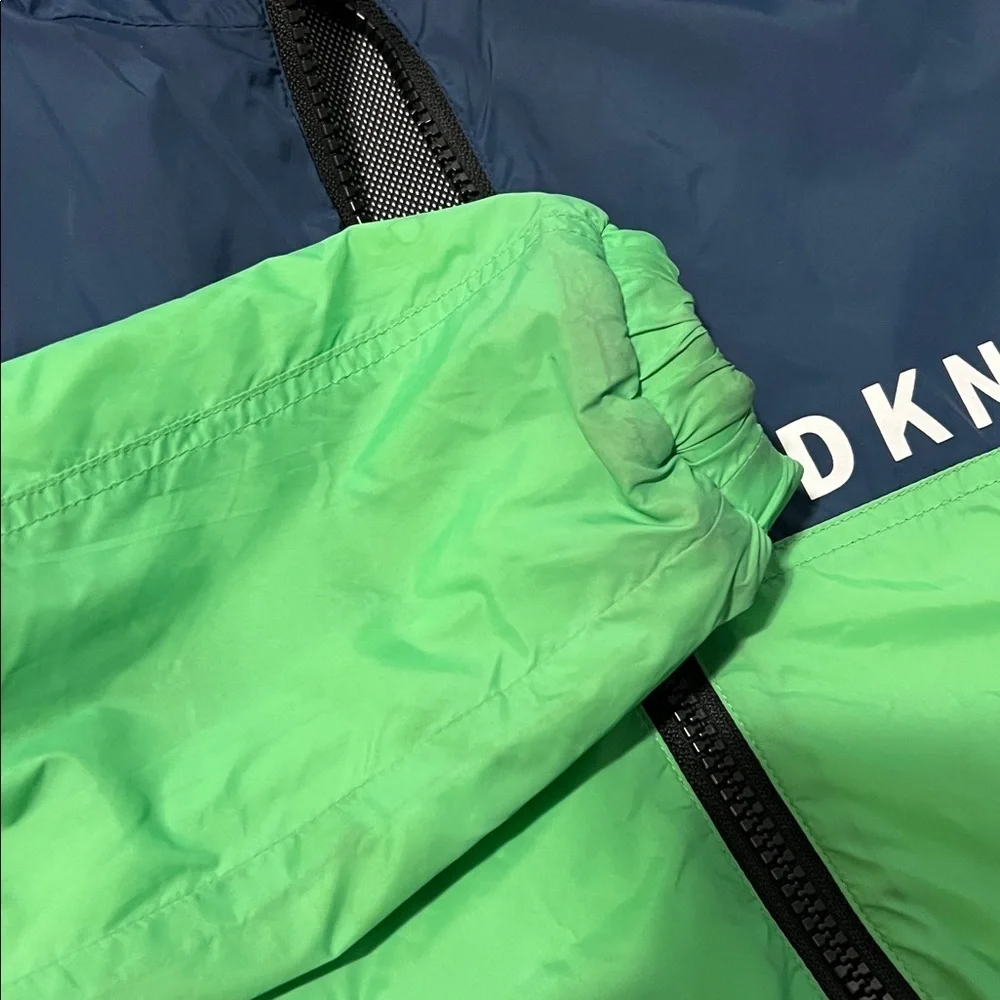 DKNY Reversible Windbreaker Jacket Boys Size 10 Spell Out Color Block